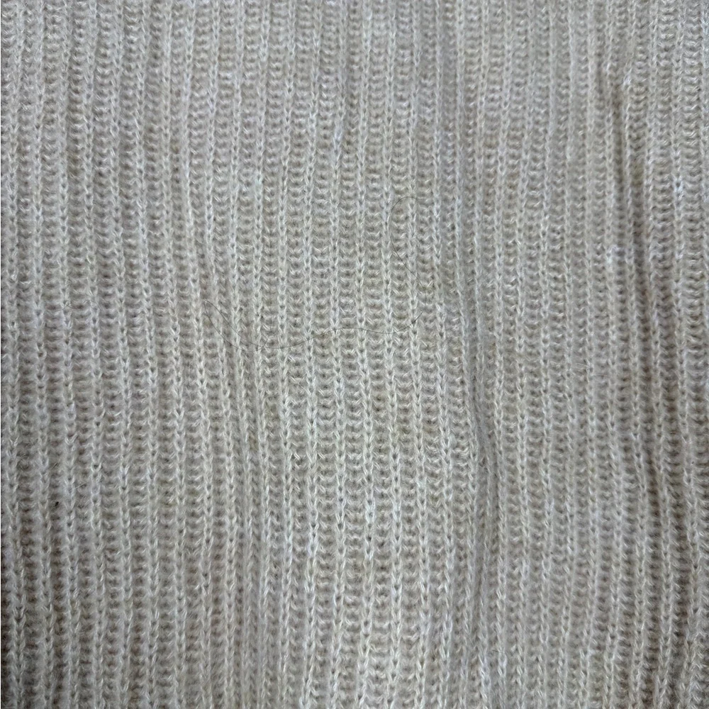 Point Sur Mohair & Wool Blend Ribbed Turtleneck Rib Knit Sweater Pale Peach Sz S